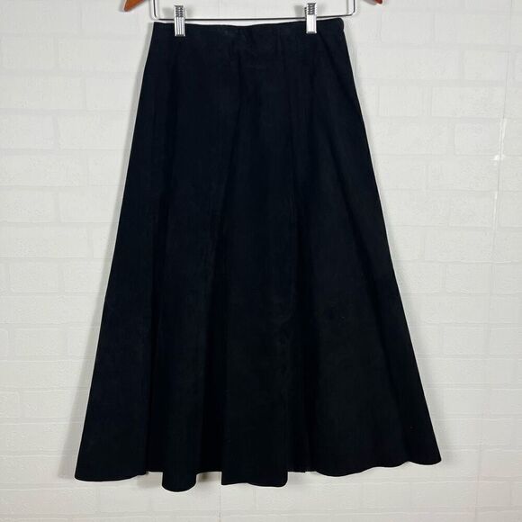 Georgetown Leather Design Women’s Black Leather mid-Maxi Skirt size 7/8 or 26in - Picture 7 of 11